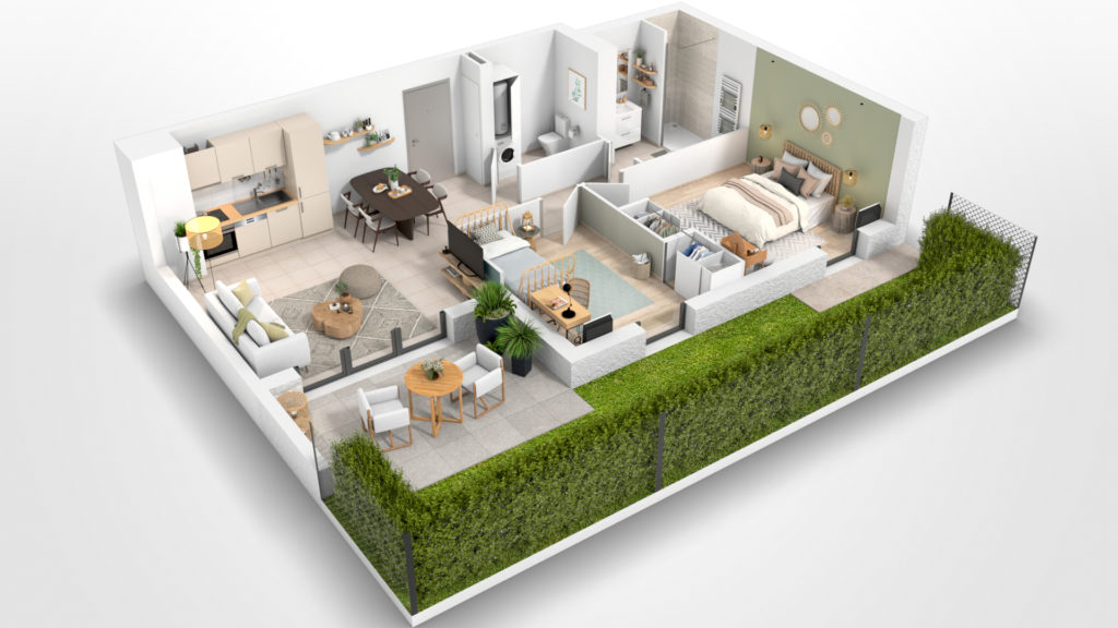 Appartement A1 Type 3 - DDLF 3D